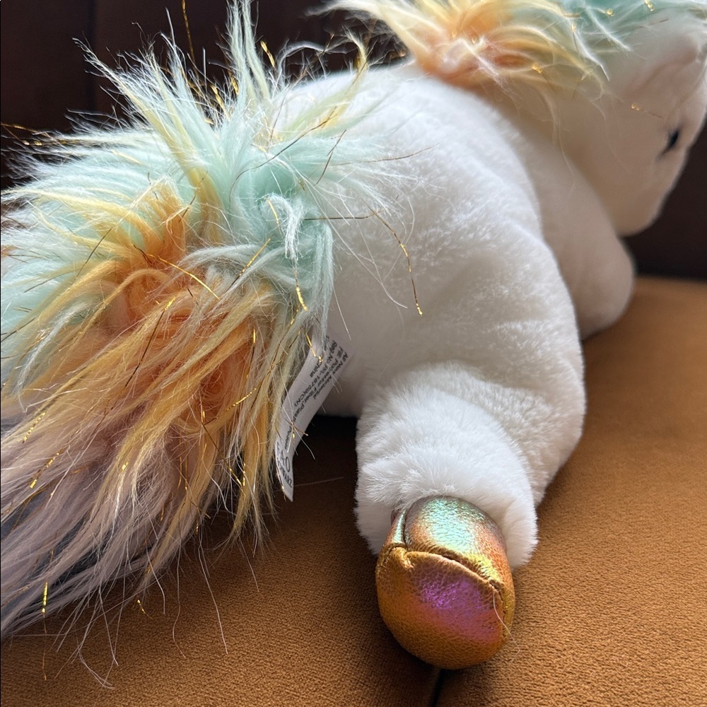 FAO Schwarz Plush Unicorn Toy with Gold Accents Soft Plush Toy 14” - Picture 5 of 8